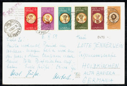 VATICAN 1957 Deco 6-stamps Set Famous Bishops Franked EXPRES Postcard > Holzkirchen Germany A5 - Népal
