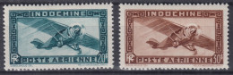 INDOCHINE : 1949 - POSTE AERIENNE AVION N° 46/47 NEUFS * GOMME AVEC CHARNIERE - Luchtpost