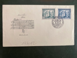 LETTRE TCHECOSLOVAQUIE TP BEDRICH SMETANA 5 00 + 1 50 OBL.4 VI 1949 LITOMYOL - Musique