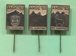 Alpinism Mountaineering Climbing - Ande Expedition PD Jankovac Croatia, Vintage Pin Badge Abzeichen, 3 Pcs - Alpinismo, Escalada