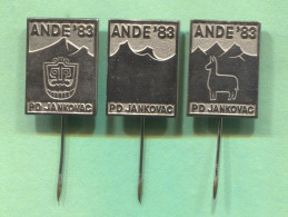 Alpinism Mountaineering Climbing - Ande Expedition PD Jankovac Croatia, Vintage Pin Badge Abzeichen, 3 Pcs - Alpinisme, Beklimming