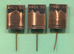Alpinism Mountaineering Climbing - Ande Expedition PD Jankovac Croatia, Vintage Pin Badge Abzeichen, 3 Pcs - Alpinisme