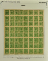 Nepal 1888/91: 4 A. Bright Yellow-green, Setting 8, Sub-type B, A Fine Complete Unused But Trimmed Sheet Of 64 Stamps - Népal