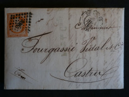 BW1 FRANCE   BELLE LETTRE  1855 TOULOUSE A  CASTRES    ++  NAPOLEON 40C ++AFF. INTERESSANT ++ - 1853-1860 Napoleone III