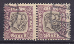 Iceland 'PJÓNUSTU' Dienstmarken 1907 Mi. 31, 50 Aur 'Double Heads' Pair Paare - Dienstmarken