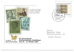 0411h: Echt Gelaufene Privatganzsache Sindelfingen/ 50 Jahre Baden- Württemberg Aus 2002 - Privé Briefomslagen - Gebruikt