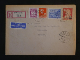 BW1  NORGE   BELLE LETTRE RECO RR 1948  OSTARVIK  A BORDEAUX FRANCE + VIGNETTE +AFF. INTERESSANT ++ - Lettres & Documents