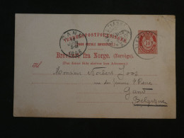 BW1  NORGE   BELLE CARTE ENTIER  RR 1896 KRISTIANSAN ? A  GAND BELGIQUE   +AFF. INTERESSANT ++ - Interi Postali