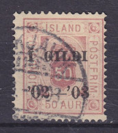 Iceland 'PJÓNUSTU' Dienstmarke 1902 Mi. 16 A, 50 Aur Overprinted M. Aufdruck 'I GILDI '02-'03' - Servizio