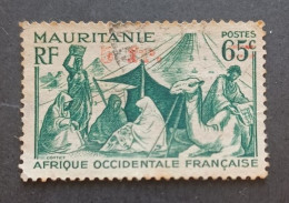 COLONIE FRANCE MAURITANIE 1944 NOMADES CAT YVERT N 135 VARIETY OVERPRINT EVANESCENT - Usati