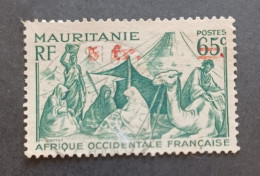 COLONIE FRANCE MAURITANIE 1944 NOMADES CAT YVERT N 135 VARIETY OVERPRINT EVANESCENT - Usados