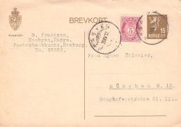 NORWAY - BREVKORT 15 Ö 1932 NESBYEN - MÜNCHEN ** Mi P81x / *548 - Interi Postali