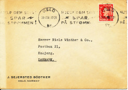 Norway Cover Sent To Denmark Oslo 20-12-1951 Hjelp Dem Selv Spar Pa Strömmen Single Franked - Covers & Documents