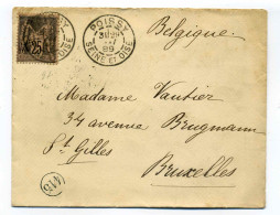 Lettre De POISSY Pour La Belgique / Dept Seine Et Oise / Aff Au Type Sage YT N°97 - 1877-1920: Période Semi Moderne