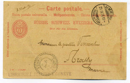 Entier / Carte Postale / GENEVE Succursale Bourg De Four Pour La France / 1896 / Librairie Julien à Genève - Briefe U. Dokumente