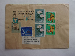 Japon Susaki P.O.BOX2 Kotiken Japan Turuko Koide Camélia Tigre Librairie De La Diète Tiger Flower 1961 1962 - Cartas & Documentos