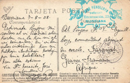 CARTE. 1908. ESPAGNE BURIANA POUR FARANAH GUINEE FRANCAISE - Lettres & Documents