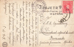 CARTE. 1909. ZARAGOZA (ESPAGNE) POUR FARANAH GUINEE FRANCAISE PUIS KANKAN - Lettres & Documents