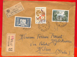 Aa0985 - MONACO - Postal History - REGISTERED COVER To ITALY 1963 Customs Lable - Cartas & Documentos