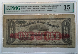 British North Borneo Company 1908 ! 1 Dollar RARE EARLY BANKNOTE Pick 3 1884-1920 PMG15 (Malaysia Straits Settlements - Malaysia