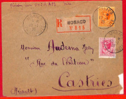 Aa1005 - MONACO - Postal History - REGISTERED COVER To FRANCE  1926 - Lettres & Documents