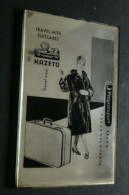 Rare Miroir-double Publicitaire KAZETO Valises Travel Suitcases, De Poche / Sac à Main Pragoexport Praha Tchécoslovaquie - Materiale Di Profumeria