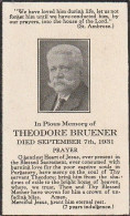 Partezettel Theodore Bruener - 1931  (64836) - Todesanzeige