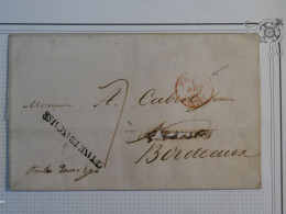 BW2  GUYANNE FRANCAISE  BELLE LETTRE RRR  1842 CAYENNE A BORDEAUX FRANCE  + +CACHET OUTREMER EN ROUGE ++  ++ - Briefe U. Dokumente