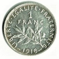 FRANCE / 1 FRANC / SEMEUSE De O. ROTY / 1918  / ARGENT / 4.97 G - 20 Francs