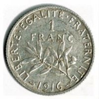 FRANCE / 1 FRANC / SEMEUSE De O. ROTY / 1916  / ARGENT / 5.01 G - 20 Francs