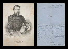 Jules Gérard (1817-1864) - Le Tueur De Lions - Lettre Autographe Signée - 1849 - Explorateurs & Aventuriers