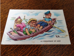 CPA Illustrateur Gougeon -   Enfants   Promenade En Mer.... - Gougeon