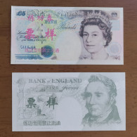 China BOC (Bank Of China) Training/test Banknote,United Kingdom Great Britain POUND B-1 Series £5 Specimen Overprint - Falsi & Campioni