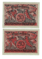 *notgeld   Austria Neuhof  30+50 Heller 647.2e   Auflage 250 Serien  Cat Val 22,00 Euro - Autriche