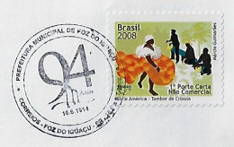 Brazil 2008 Cover With Commemorative Cancel 94 Yearsof The City Of Foz Do Iguaçu Iguazu - Brieven En Documenten