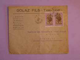 BW3   MADAGASCAR  BELLE LETTRE RR 1947 TAMATAVE   A   BORDEAUX  FRANCE +PAIRE DE TP  +AFF. INTERESSANT+ ++ - Covers & Documents