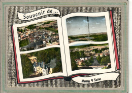 CPSM Dentelée (10) MUSSU-sur-SEINE - Carte Souvenir De Multivues Aériennes Au Livre Ouvert - Colorisée De 1960 - Mussy-sur-Seine