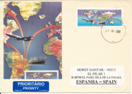 Brazil Cover Sent To Spain 30-5-2001 Single Franked And With Cachet - Covers & Documents