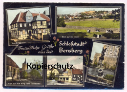 ÄLTERE POSTKARTE FREUNDLICHE GRÜSSE AUS DER SCHLOSSSTADT BENSBERG BURGGRABEN RATHAUSTURM Bergisch Gladbach Ansichtskarte - Bergisch Gladbach