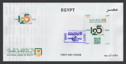 Egypt - 2023 - FDC - 125th Anniv. Of National Bank Of Egypt - Golden Print - Brieven En Documenten