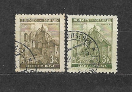 Bohemia & Moravia Böhmen Und Mähren 1941⊙ Mi 72a,b Sc 53c Cities And Castles III. Städte III. C2 - Used Stamps