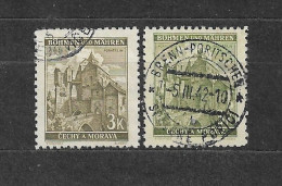 Bohemia & Moravia Böhmen Und Mähren 1941⊙ Mi 72a,b Sc 53c Cities And Castles III. Städte III. C4 - Usati