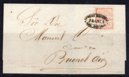 Argentina, 1858 5 Cents  Rare Variety On Folded Cover. - Covers & Documents