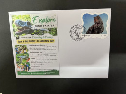 17-7-2023 (2 S 27) Explore Dino PArk SA (with OZ Dinosaur Stamp & Postmark) - Covers & Documents