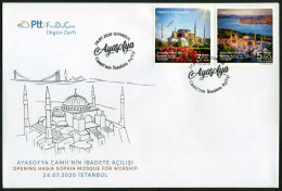 Türkiye 2020 Consecration Of Hagia Sophia As Mosque Mi 4594-4595 FDC - Moscheen Und Synagogen