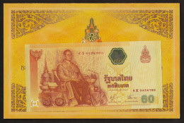60 Baht 60th Throne Jubilee Kinig Bhumipol 94343790 Thailand 2006 UNC With Folder - Thailand