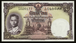 5 Baht Serie 9 Sign 40 P41 026177 Thailand 1958 UNC - Thailand