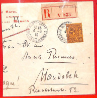 Aa0996 - MONACO - Postal History - REGISTERED COVER To  GERMANY 1910 - Lettres & Documents