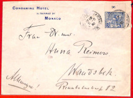 Aa0997 - MONACO - Postal History -  Number On Tab - COVER To  GERMANY 1910 - Cartas & Documentos