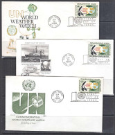 Ca0625 UNITED NATIONS 1968, SG189  World Weather Watch, 3 Diff FDCs - Briefe U. Dokumente